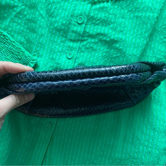 Club Monaco Leather Clutch, snakeskin finish, rich blue - Picture 10 of 10